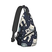 Sling Bag for Women Men Crossbody Bag Small Sling Backpack Fun cat Astronaut Chest Bag Hiking Daypack