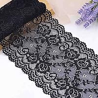 Lace Trim Vintage Lace Ribbon Crochet Cotton Lace Scalloped Edge for Bridal Wedding Decoration Christmas Package DIY Sewing Craft Supply (0.1 Yard,Black)