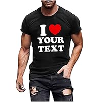 I Love My Wife T-Shirts for Men Funny Letter Print Short Sleeve Tops Casual Heart Graphic Crewnwck Tee Valentines Day Tops