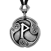 Pewter Wynn Wunjo Norse Rune of Joy Pendant Necklace