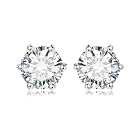 JewelryPalace Round Cut 2-6ct Cubic Zirconia Solitaire Stud Earrings for Women, 925 Sterling Silver 14k White Yellow Rose Gold Plated Earrings for Her, Classic Simulated Diamond Earrings Jewelry Sets