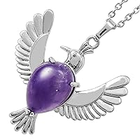 TUMBEELLUWA Dove Bird Necklace for Women Men Guardian Peace Pigeon Pendant Healing Crystal Stone Alloy Animal Jewelry Gift