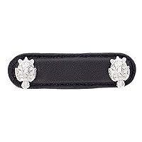 Vicenza Designs K1174 Pollino Turtle Leather Pull, 3-Inch, Black, Polished Nickel