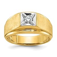 10k Two tone Gold Polished and Satin Solitaire Mens Ring Size 10.00 Jewelry Gifts for Men