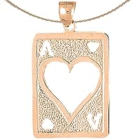 Playing Cards | 14K Rose Gold Playing Cards, Ace Of Hearts Pendant with 18