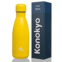 Insulated Water Bottles,12oz Double Wall Stainless Steel Vacumm Metal Flask for Sports Travel,Yellow
