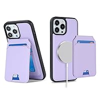 Ｈａｖａｙａ for iPhone 13 Pro Max Case with Card Holder iPhone 12 Pro Max Case Magsafe Compatible magsafe Wallet Detachable Magnetic Leather Cover for Women and Men-Purple