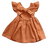 Toddler Kids Girls Solid Short Fly Sleeve Bowknot Tulle Gown Dress Princess Clothes Children Place Big Girls