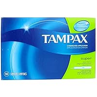 Tampax Cardboard Applicator Tampons, Super, 10/Box