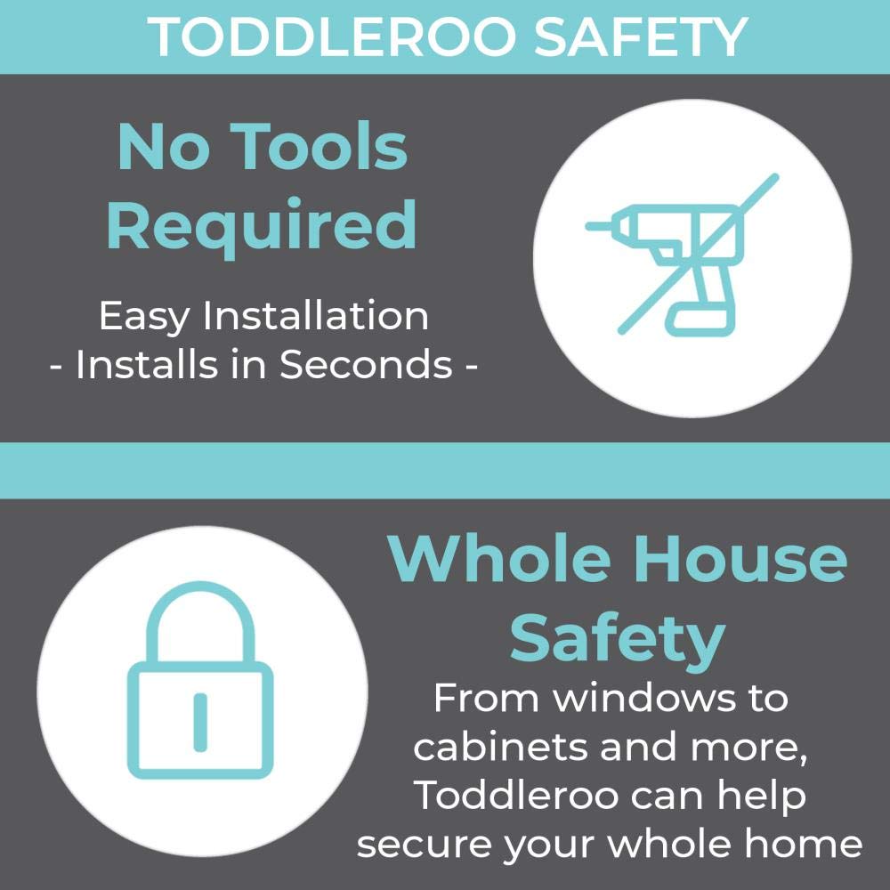 Toddleroo by North States Sliding Door & Window Lock | Safely Secure Sliding Window and Doors | No Tools Required | Works on Glass or Wood | Baby proofing with Confidence (1-Count, White)