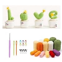 Crochet Kit for Beginners, Knitting Starter Pack for Adults and Kids (4 Love Potted)