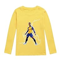 Little Kids Round Neck Shirts Al-NASSR FC & Ronaldo Printed Tee Shirt,Cotton Long Sleeve Tops in 2-16Y(6 Colors)
