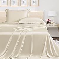 LINENWALAS California King Flat Sheet Only, Austrian Tencel Lyocel Silk Sheets, Better Than Egyptian Cotton Premium Hotel Quality Cooling Top Bed Sheet for Cal King Size Bed (Ivory, Cal King)