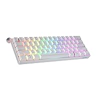 GK61 60% | Hot Swappable Mechanical Gaming Keyboard | 61 Keys Multi Color RGB LED Backlit for PC/Mac Gamer | ANSI US American Layout (White, Mechanical Red)