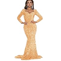 2024 Glittering Sequins Mermaid Prom Dresses Long Sleeves Vestido De Gala Floor Length Pageant Evening Party Gowns