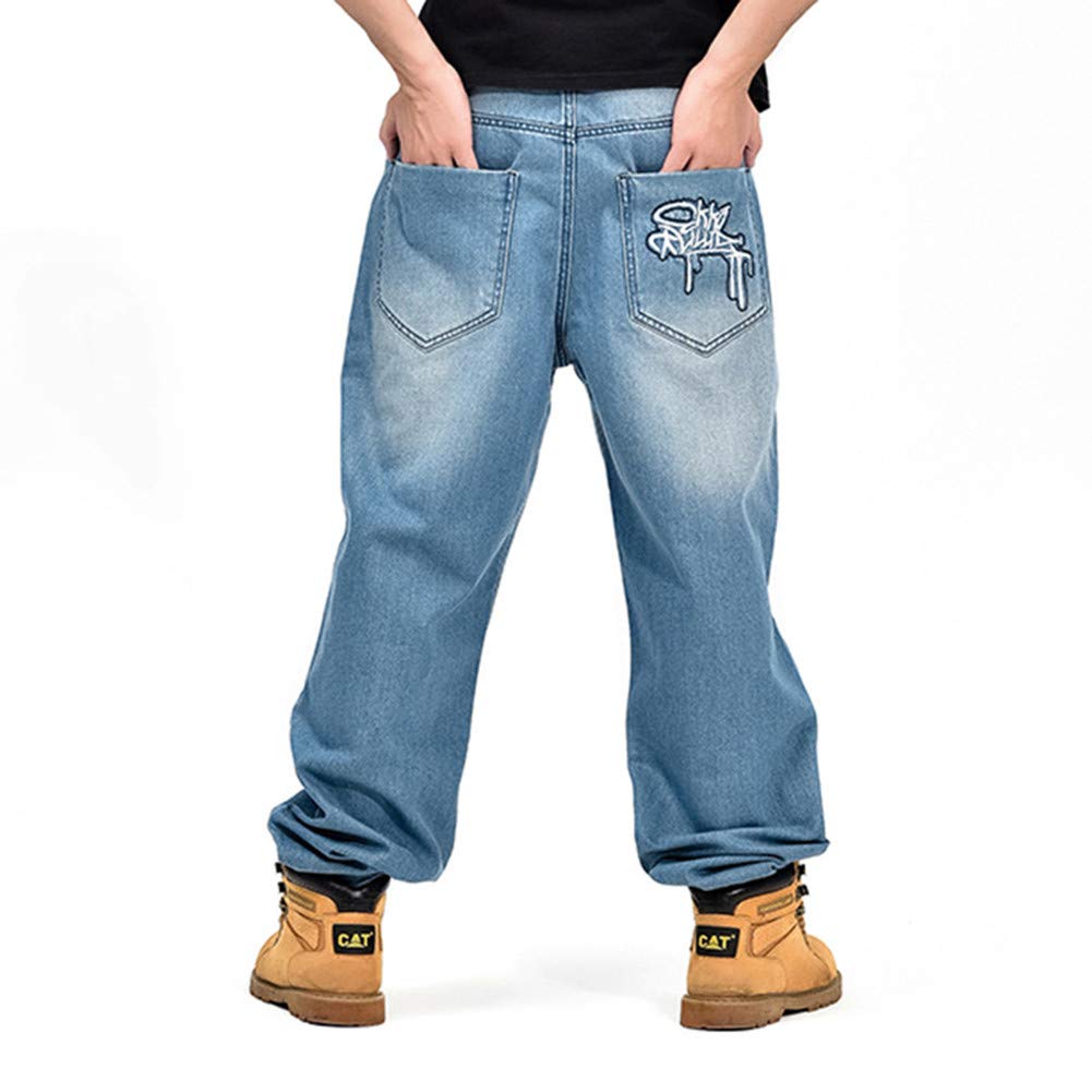 LUOBANIU Men's Vintage Hip Hop Style Baggy Jeans Denim Loose Fit