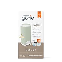 Diaper Genie Select Pail (Green) is Made of Durable Stainless Steel and Includes 1 Starter Square Refill That can Hold up to 165 Newborn-Sized Diapers.