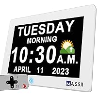 【2024 New】 Digital Clock with Date and Week for Seniors, Non-Abbreviated Calendar Clock for Dementia, Auto DST, 20 Custom Reminders, Adjustable Brightness, Loud Alarms, Memory Function (7