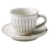 Marui Seikyo MR-3-3264 Shigaraki Pottery Hettamon, Coffee Cup & Saucer, White Glaze, Round, Capacity: Approx. 6.3 fl oz (180 ml), Ceramic, Made in Japan