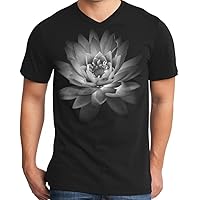 Mens Lotus Flower V-Neck Tee Shirt