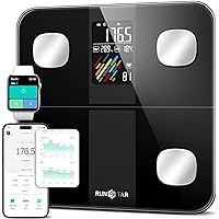 Smart Scale for Body Weight and Fat Percentage, RunSTAR High Accuracy Digital Bathroom Scale with Large Display for BMI Heart Rate 15 Body Composition Analyzer Sync with Fitness App 400lb