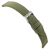 18mm Morellato Padded Stitched Genuine Cordura Canvas Army Green Watch Band