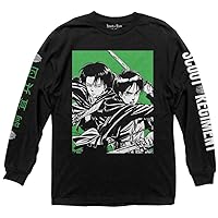 Ripple Junction Attack on Titan Scout Regiment Eren & Levi Anime Long Sleeve Adult T-Shirt Officially Licensed