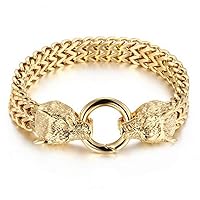Rock Viking Wolf Charm Bracelet Hiphop Men's Stainless Steel Mesh Chain Gold Wolf Punk Bracelets Biker Jewelry 7.5-9 inch