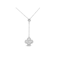 The Diamond Deal 18kt White Gold Womens Necklace Prong Clover-Shaped VS Diamond Pendant 0.48 Cttw (16 in, 2 in ext.)