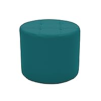 Factory Direct Partners Tufted Round Accent Ottoman; Hand Upholstered Commercial-Grade Furniture for Lobby, Office, Library, Classroom or Home; Seating, Footstool, Side Table Use - Teal, 14045-TL