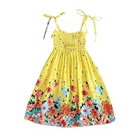 Birthday Dresses for Girls Toddler Baby Girls Sleeveless Boho Flower Print Beach Straps Princess Dress 2-9 Years
