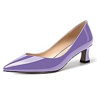 Women's Patent Dress Solid Pointed Toe Slip On Bridal Kitten Low Heel Pumps Shoes 2 Inch