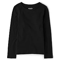 The Children's Place Girls' Long Sleeve Basic Layering T-Shirt, Black