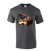 Knight Fighting Dragon House of Dragon Moonlight Mens Short Sleeve T-Shirt Graphic Tee