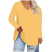 Womens T Shirt Women's Large Top Round Neck Loose and Comfortable Solid Long Sleeve T-Shirt Casual
