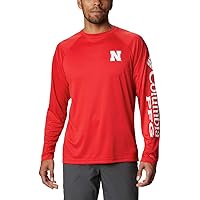 NCAA Nebraska Cornhuskers Men's Terminal Tackle Long Sleeve Shirt, 4X-Large Tall, NEB - Bright Red/White
