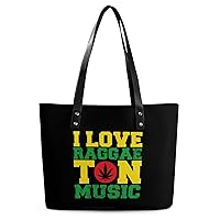 I Love Raggaeton Music Tote Bag for Women Large Handbags Top Handle Satchel Ladies Shoulder Bags