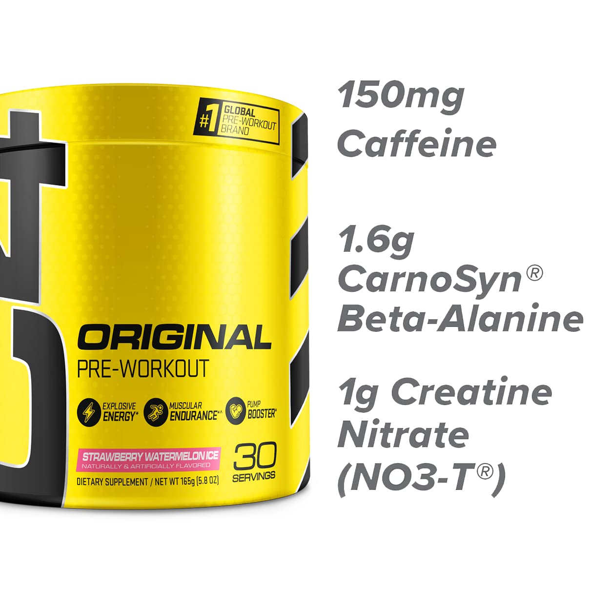 Cellucor C4 Original Pre Workout Powder Strawberry Watermelon Ice Sugar Free Preworkout Energy for Men & Women 150mg Caffeine + Beta Alanine + Creatine - 30 Servings (Packaging May Vary)