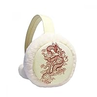 Chinese Dragon Animal Portrait Winter Ear Warmer Cable Knit Furry Fleece Earmuff Outdoor