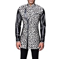African Men Clothing Leather Jacket Dashiki Coats Print Outwear Stand Collar Tracksuit Casual Blouse
