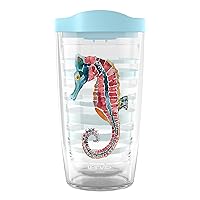 Tervis Sara Berrenson Atlantica Collection Made in USA Double Walled Insulated Tumbler Travel Cup Keeps Drinks Cold & Hot, 16oz, Seahorse