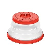 Tovolo Small Collapsible Microwave Cover, Lid for Reheating Food, Meal Prep Kitchen Gadget, No Mess Folding Bowl Cover Kitchen Tool, Candy Apple Red