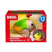 Brio Infant Toddler 30255 - Pull Along Light Up Firefly - Wood Pull Along Toy with Light Up Function for for Kids Ages 1 and Up, Black