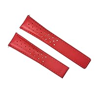 Ewatchparts 22MM LEATHER WATCH BAND STRAP COMPATIBLE WITH TAG HEUER CARERRA MONACO FORMULA PERFORAT RED