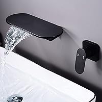 Faucets,Waterfall Basin Mixer Tap Wall Mounted Bathroom Sink Taps Brass Tap for Bathroom Vanity/Black