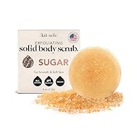 Kitsch Exfoliating Sugar Body Scrub Bar - Soap Bar for Smooth, Hydrated & Glowing Skin | Made in US | Natural Exfoliating Bar Soap for Men & Women with Sugar Scent | Sulfate Free & Paraben Free, 4 oz