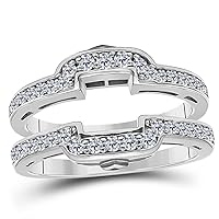 14k White Gold Plated Alloy Square Halo Style Engagement Wedding Enhancer Ring Guard with 0.50ct Cubic Zirconia Size 7