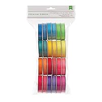 Extreme Value Neon Grosgrain Ribbon by American Crafts | 24 pack, various printed and woven patterns