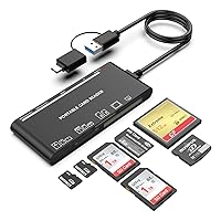 USB C USB3.0 Multi Card Reader for SD, CF, Micro SD, XD, MS Cards - 7 in 1 Adapter Hub for Windows, Mac, Linux, Android