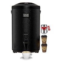 Insulated Beverage Dispenser 2.2 Gallon - 304 Stainless Steel Thermal Hot Beverage Dispenser 8 L, Hot and Cold Drink Dispenser with Spigot for Hot Water Coffee Chocolate Tea Cold Milk Cocoa, Black